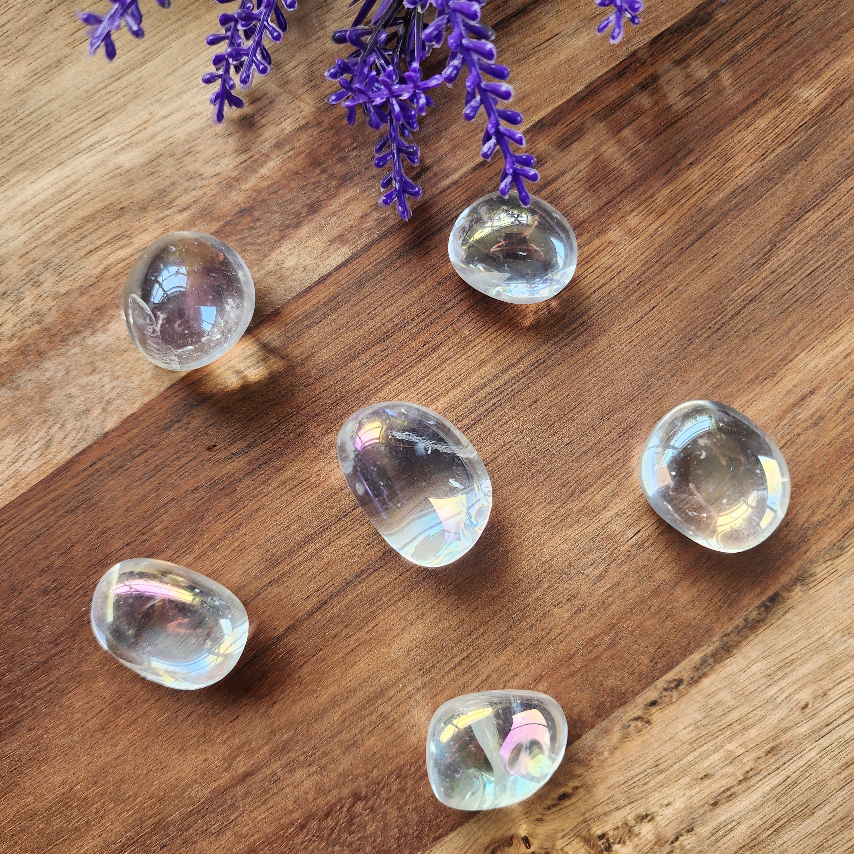 Aura Clear Quartz Tumbles