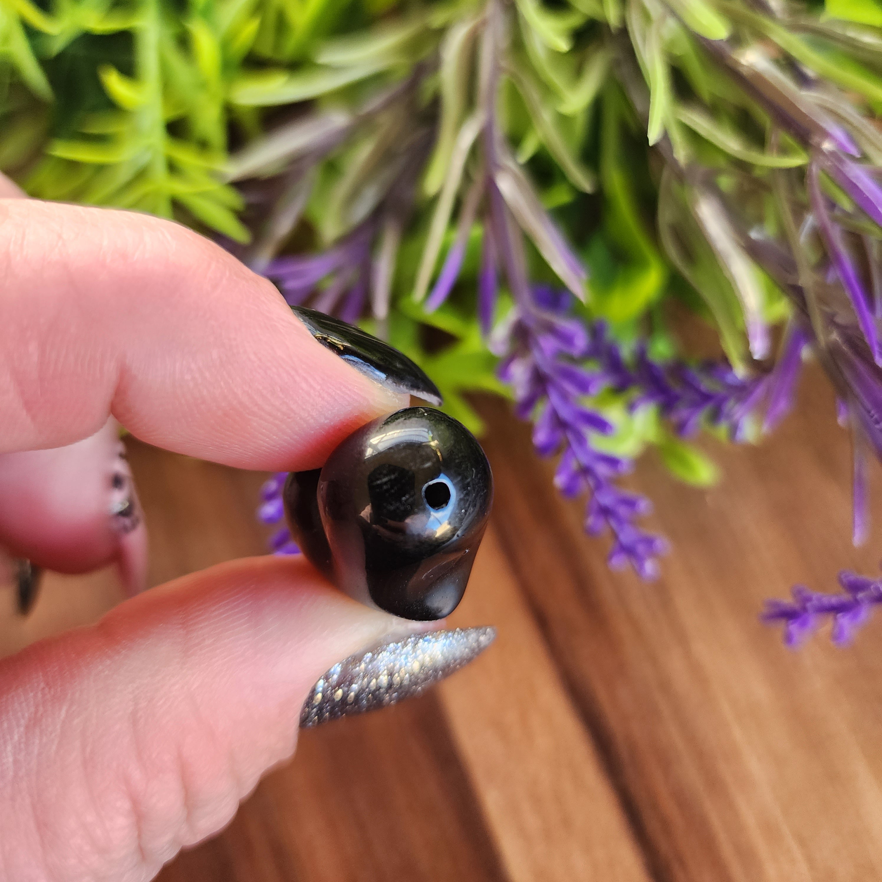 Silver Sheen Obsidian Heart Beads